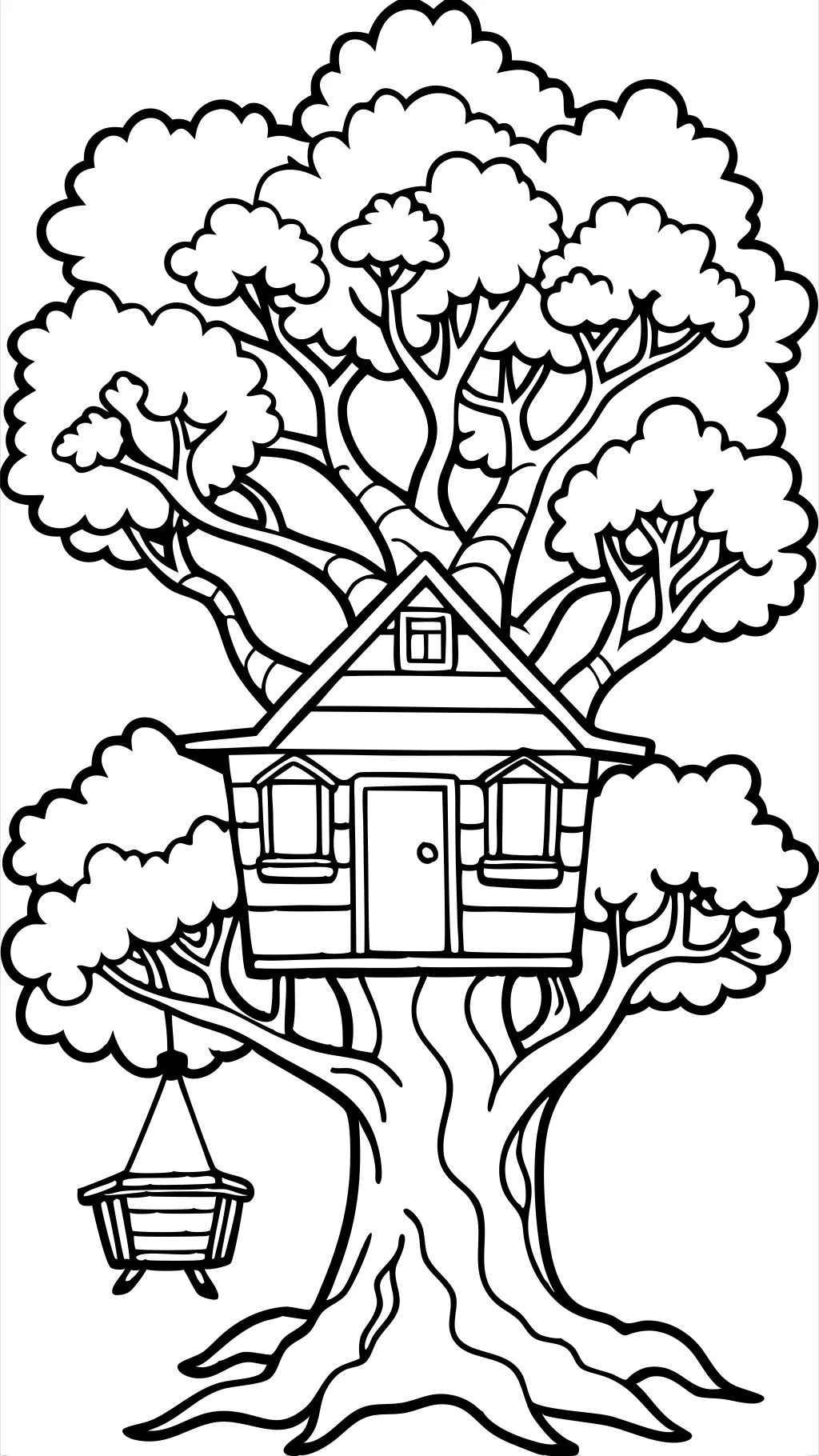 Página para colorear de la casa del árbol